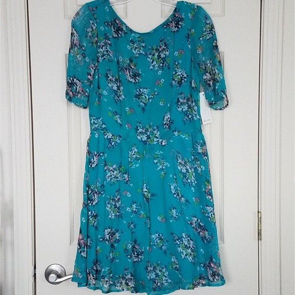 Ella Moss Citrus Floral Dress Teal Green Size M - Picture 2 of 9